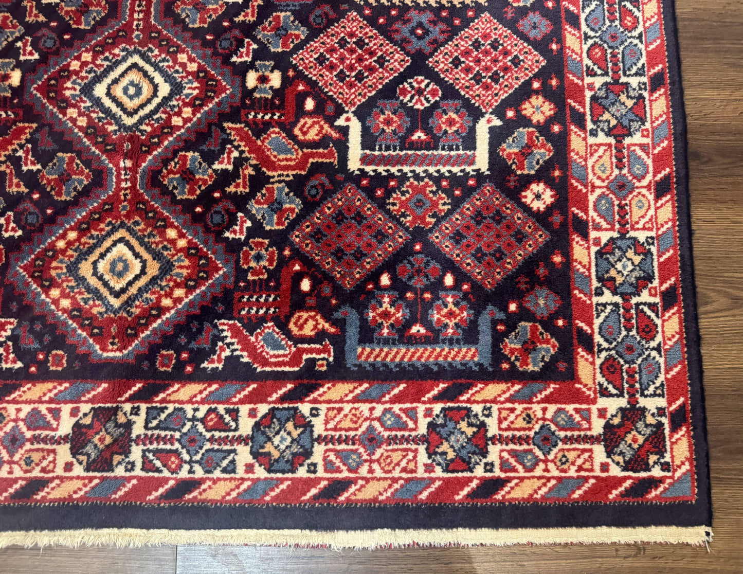 Karastan Rug 5x8, Yuruk Collection #530, Geometric Tribal Wool Pile Vintage Carpet