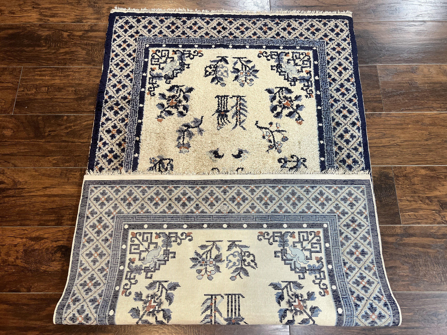 Silk Chinese Rug 3x5 Hand Knotted Vintage Peking Carpet Oriental Art Deco