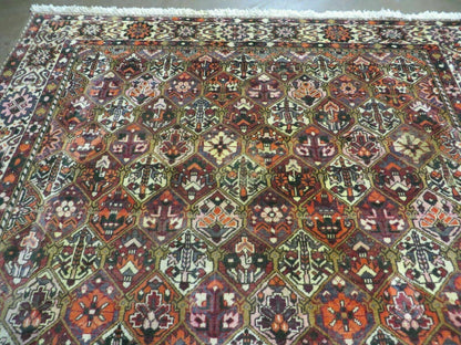 Antique Persian Bakhtiari Rug 7x10 - Multicolor Repeated Panel Design - Vegetable Dyed Rug - Hand Knotted Wool Room Sized Oriental Carpet 7 x 10 Rug