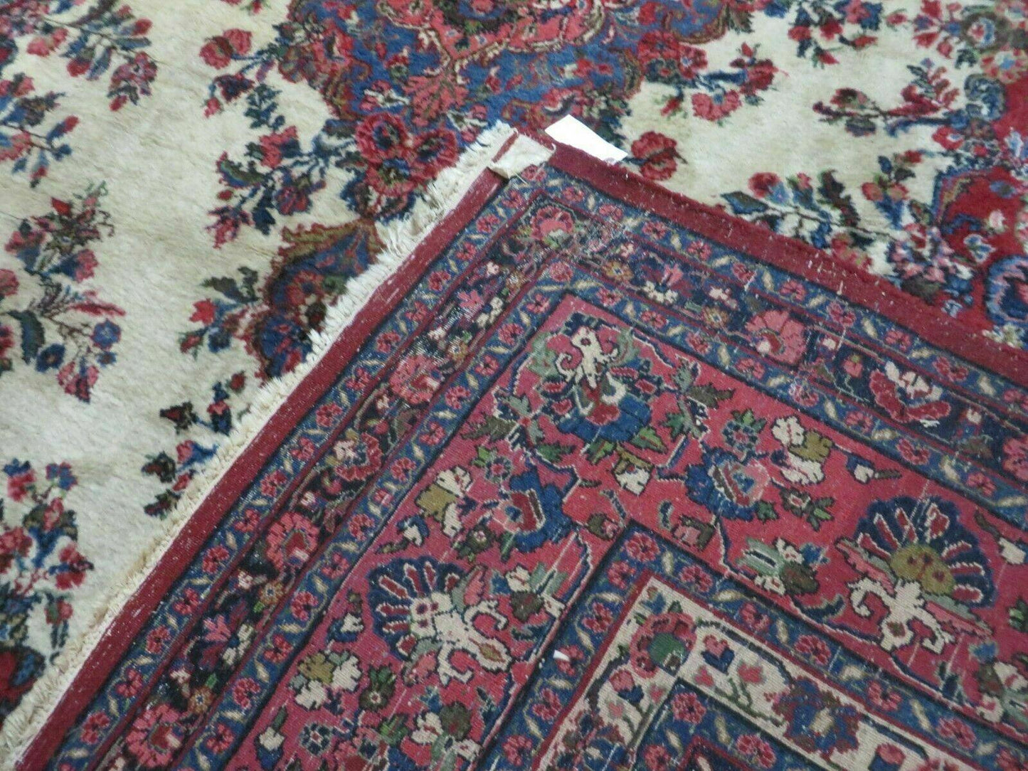 Persian Sarouk Rug 9x12 Hand Knotted Wool Antique Oriental Carpet With Vegetable Dyes