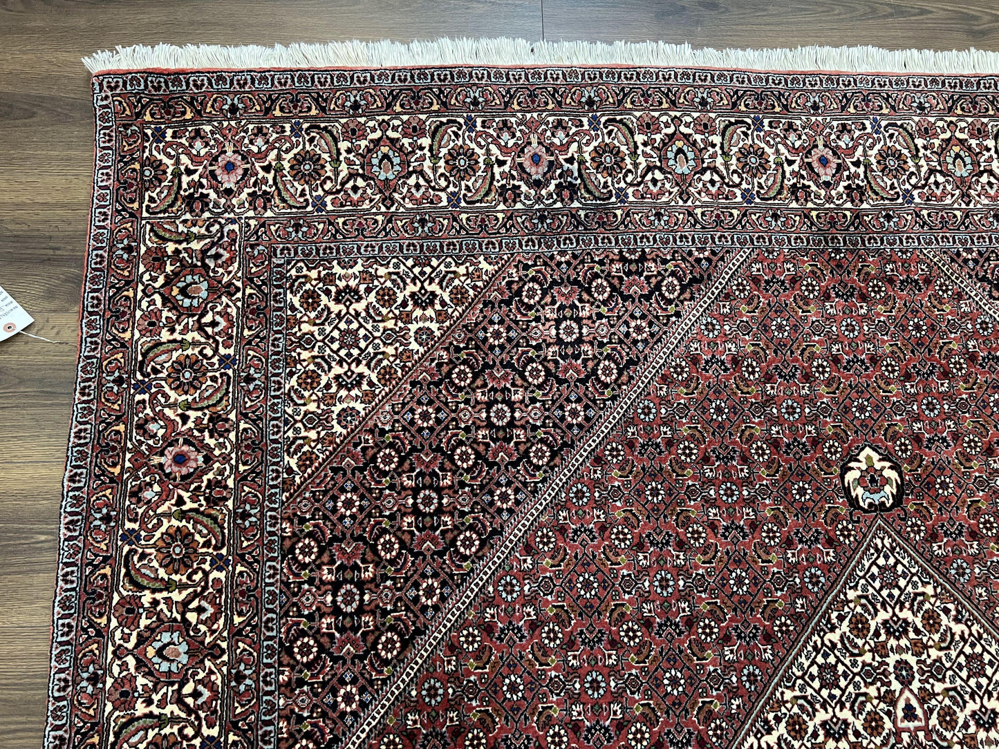 Persian Bidjar Rug 7x8 Ft Hand Knotted Wool Herati Mahi Ivory Red Navy Blue
