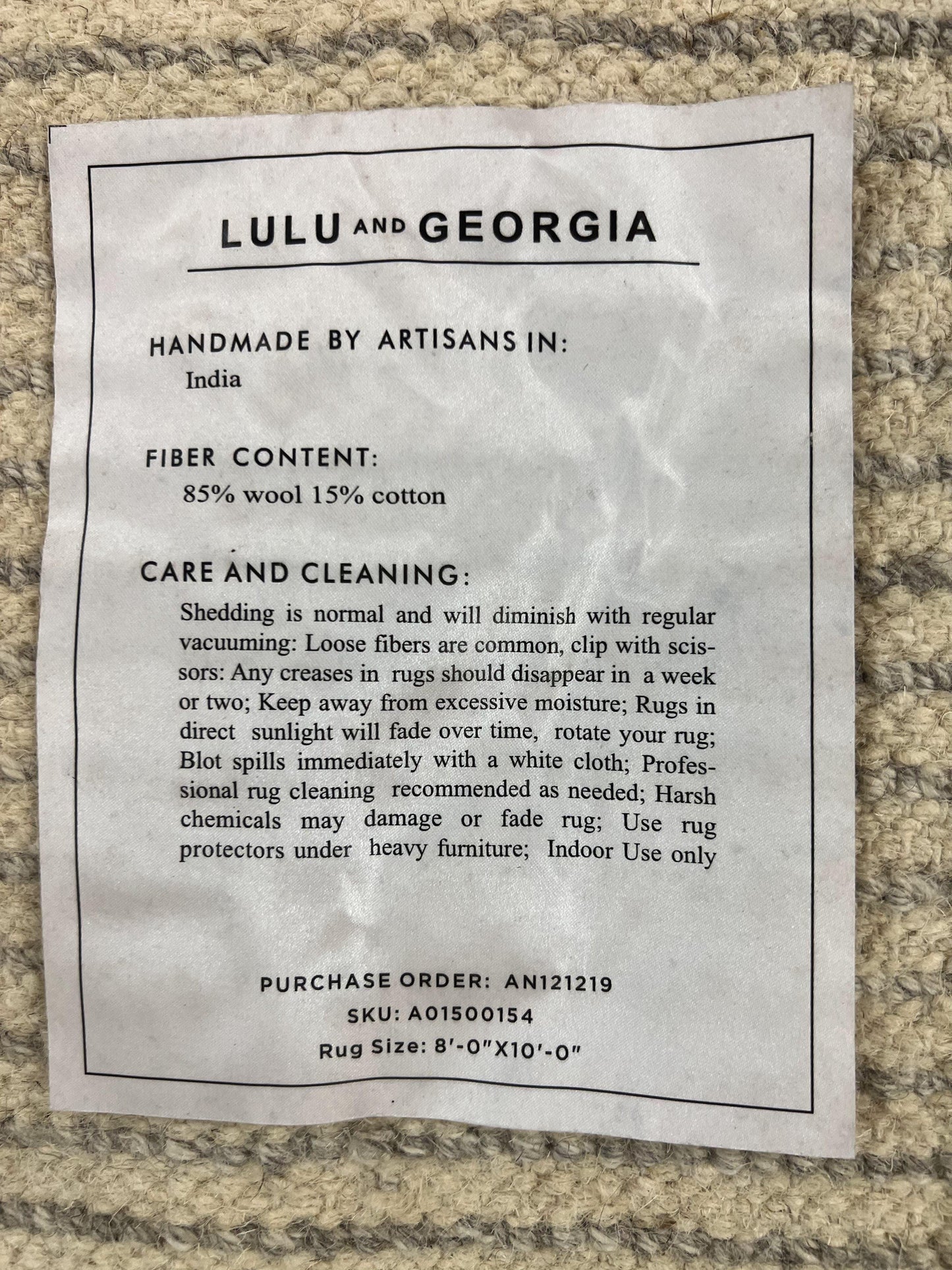 Shag Rug Handmade Modern 8x10 Gray And Black Wool Cotton Indian