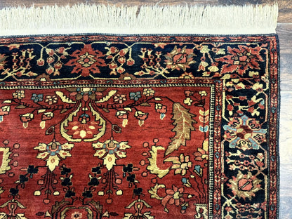 Persian Sarouk Rug Antique Farahan Style 3ft6in x 5ft Red Floral Traditional Wool 210 KPSI