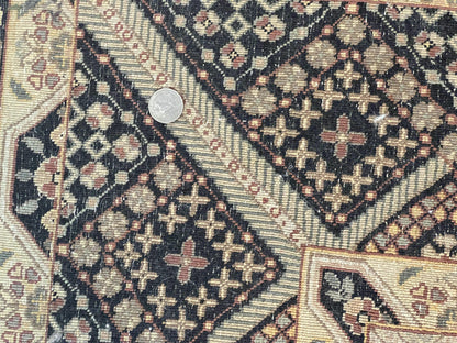 Indo Persian Rug 8x10, Dome Design, 210 KPSI, Handmade Vintage Wool Rug