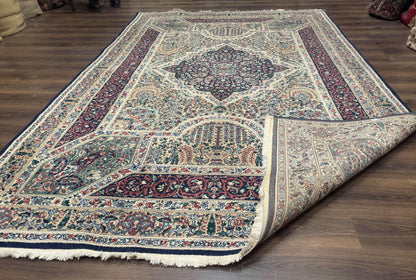 Persian Rug 8x11, Belgium Power Loomed Rug, Kirman Lavar Floral Design, Vintage Rug