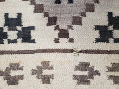 Semi Antique South American Handwoven Wool Kilim Rug 4x8 Runner Diamond Panel