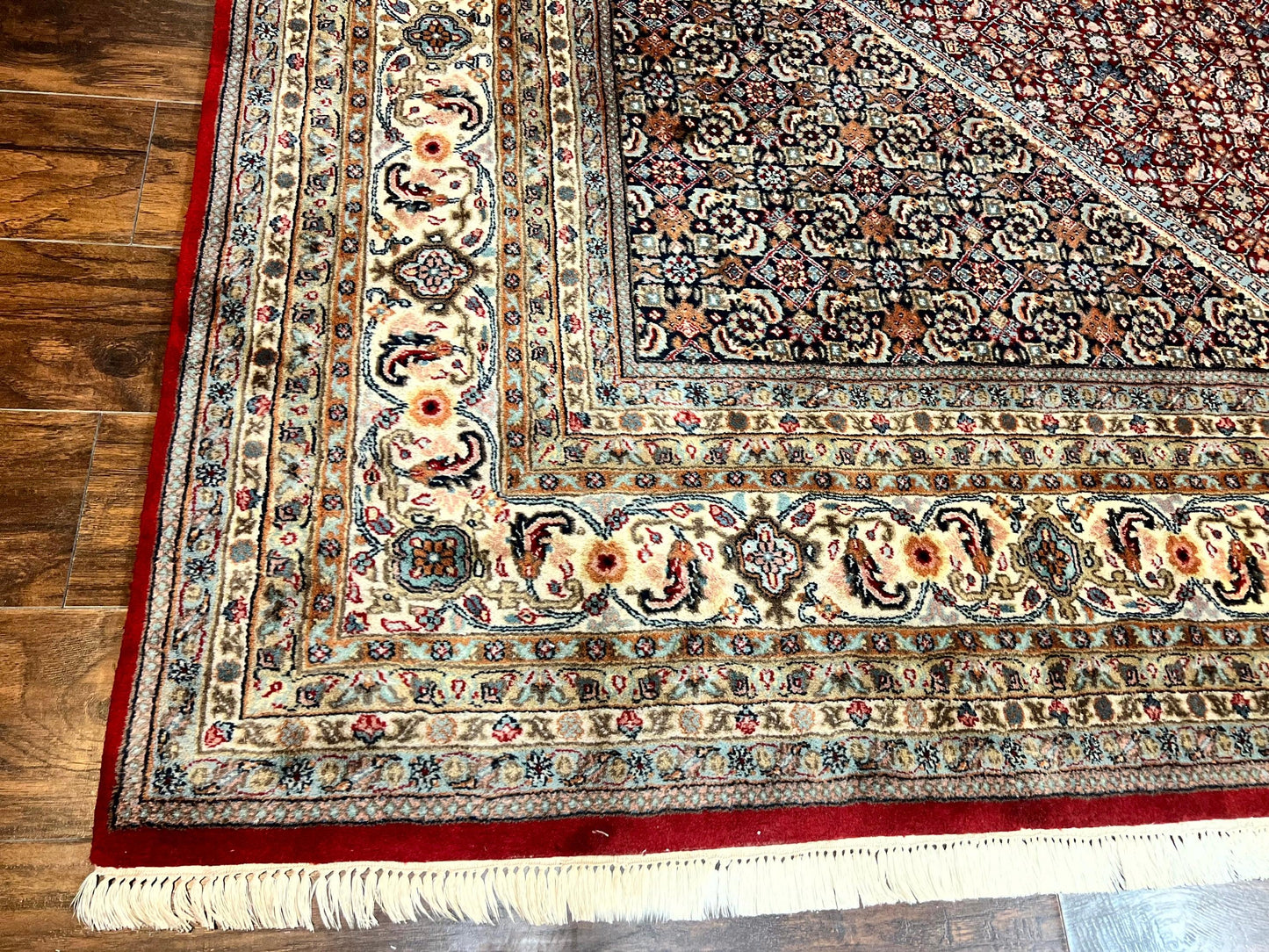 Bidjar Rug Square 10x10 Indo Persian Handmade Wool Carpet Red Vintage