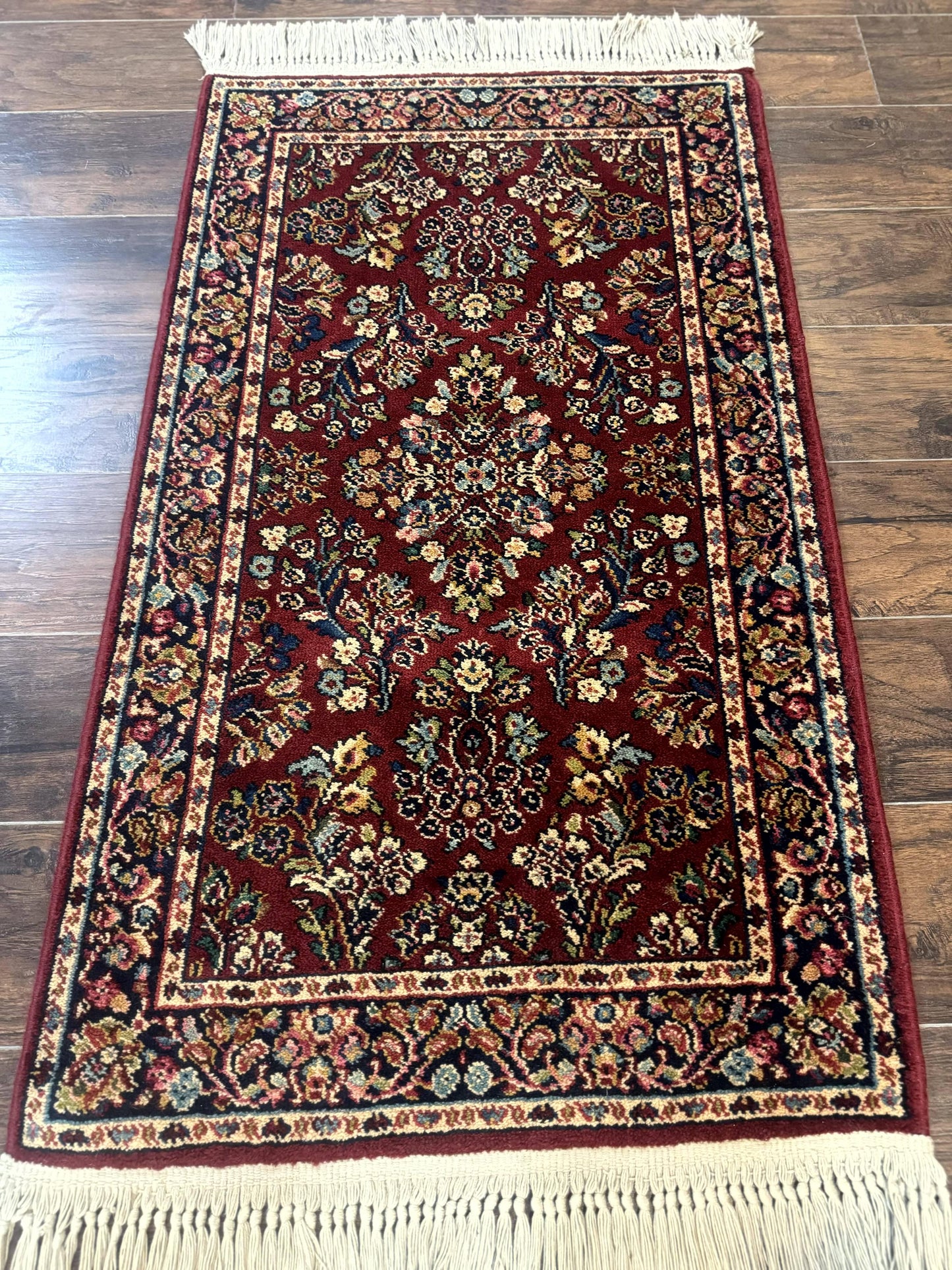 Karastan Rug Red Sarouk Wool Pile 2.6x4 Vintage 700 Series Number 785