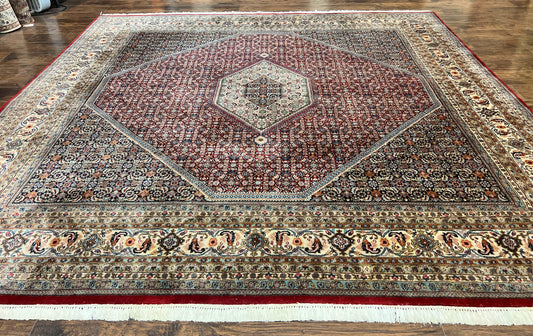 Bidjar Rug Square 10x10 Indo Persian Handmade Wool Carpet Red Vintage