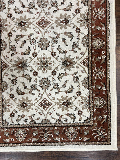 Runner Rug 2 x 7.6, Skinny Runner, Oriental Rug for Hallway, Ivory & Rust Red, Floral Allover