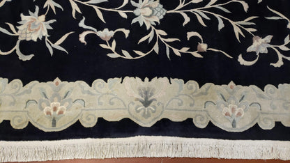 Vintage Hand Knotted Wool Rug 6x9 Chinese Floral Entryway Foyer Decor