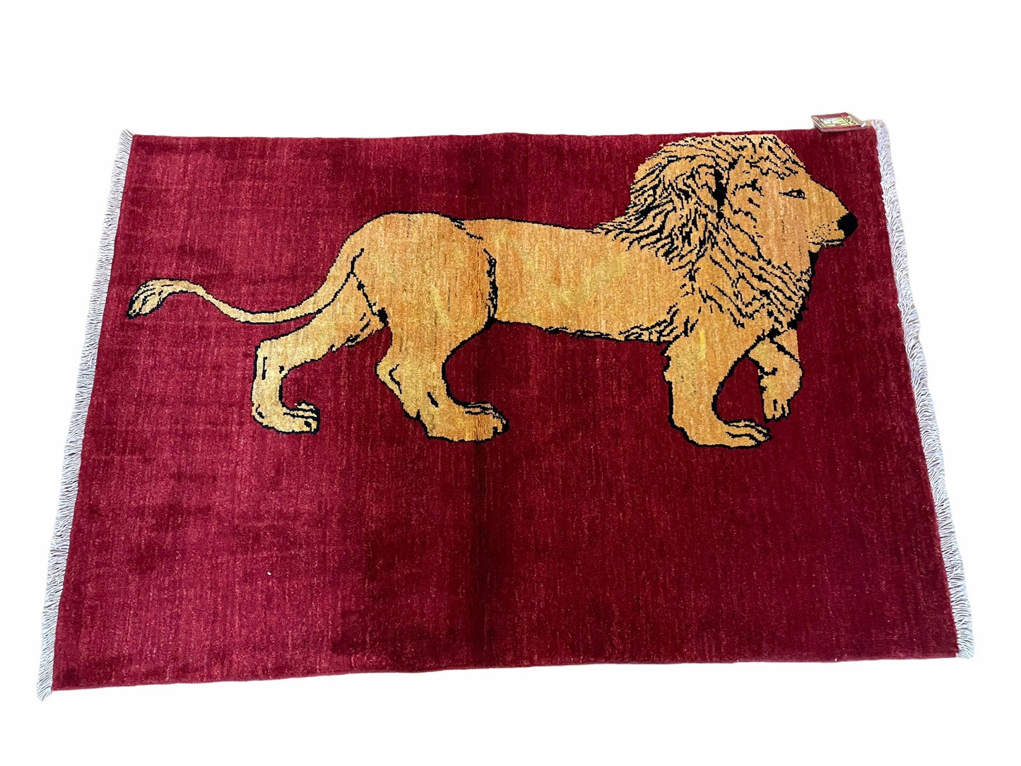 Handmade Wool Rug Lion Pictorial Tribal Design With Vegetable Dyes 3x5