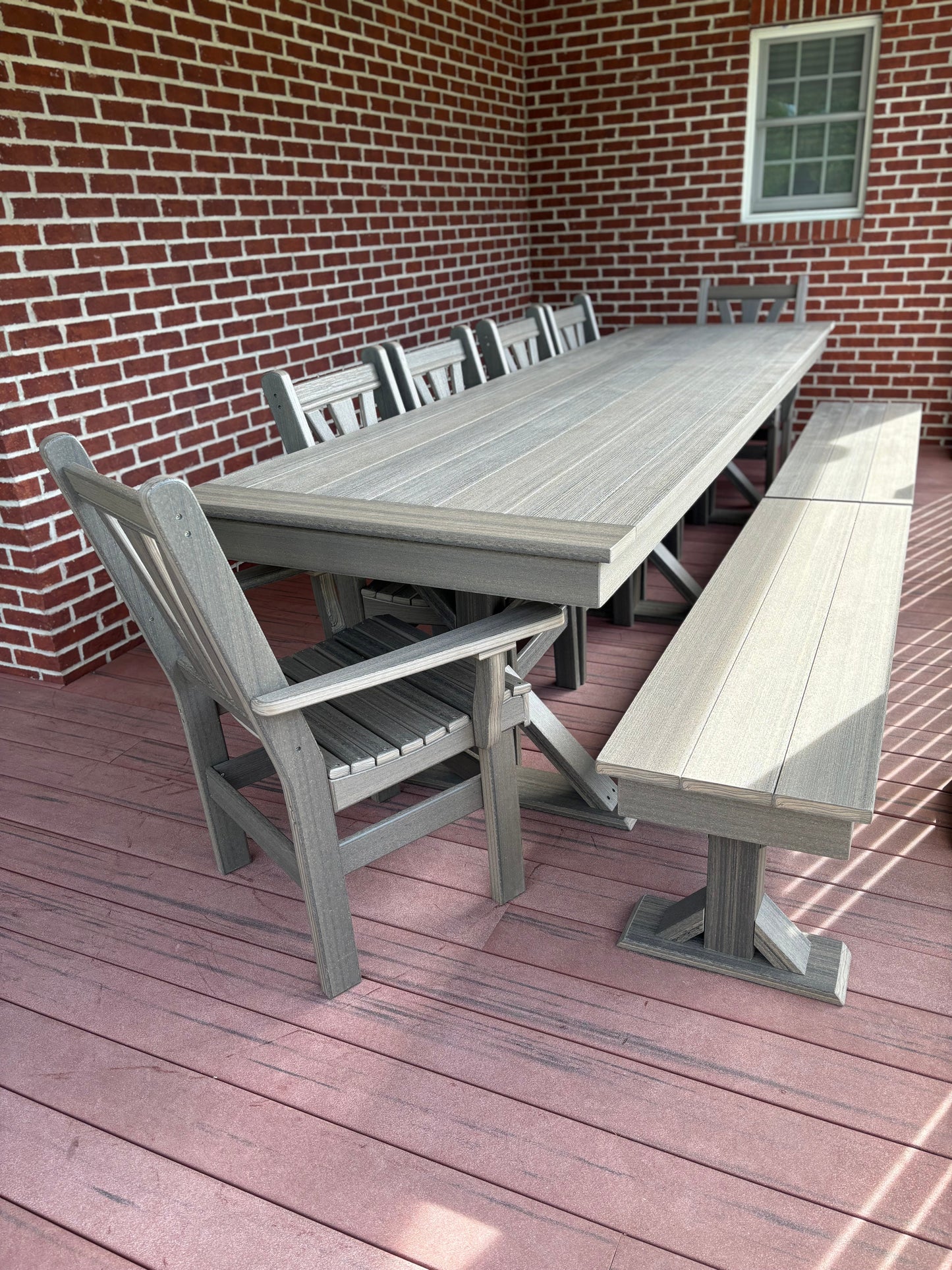 Trestle X Outdoor Bench All Weather HDPE Patio Seating For Outdoors