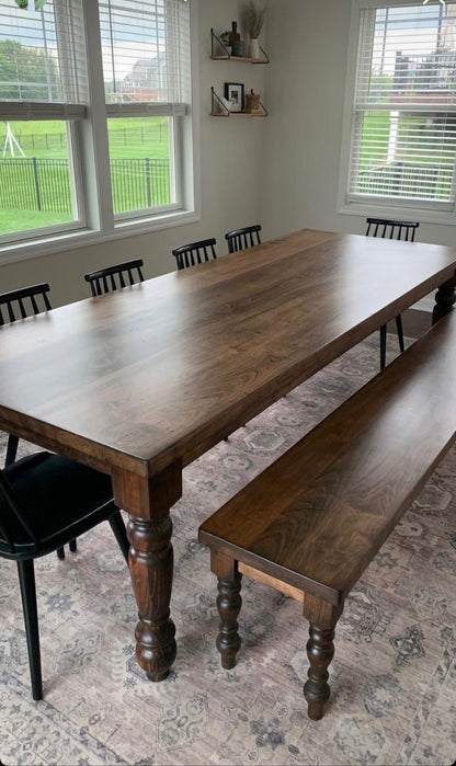 Thick Spindle Leg Bench 18 Inch High Designed To Pair With Thick Spindle Leg Table