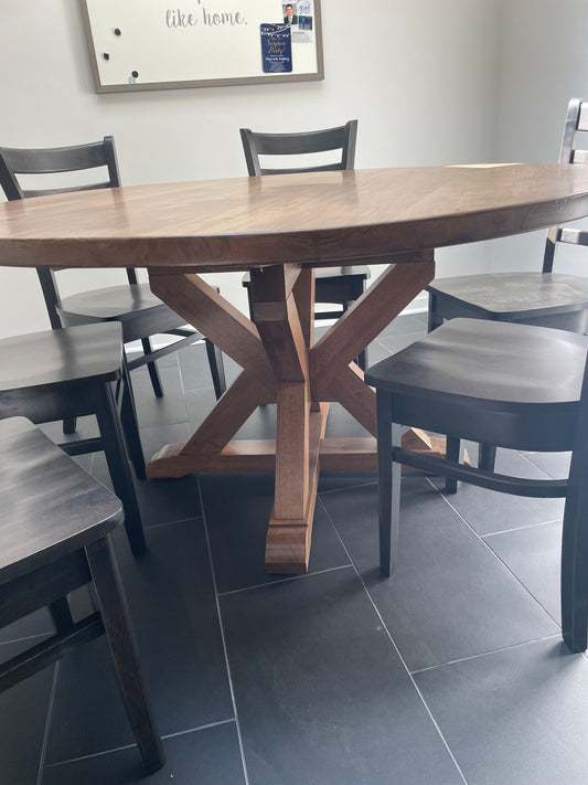 Canyon Style Round Table With Kiln Dried Maple Top And Oak Accents Custom Built Finish Options