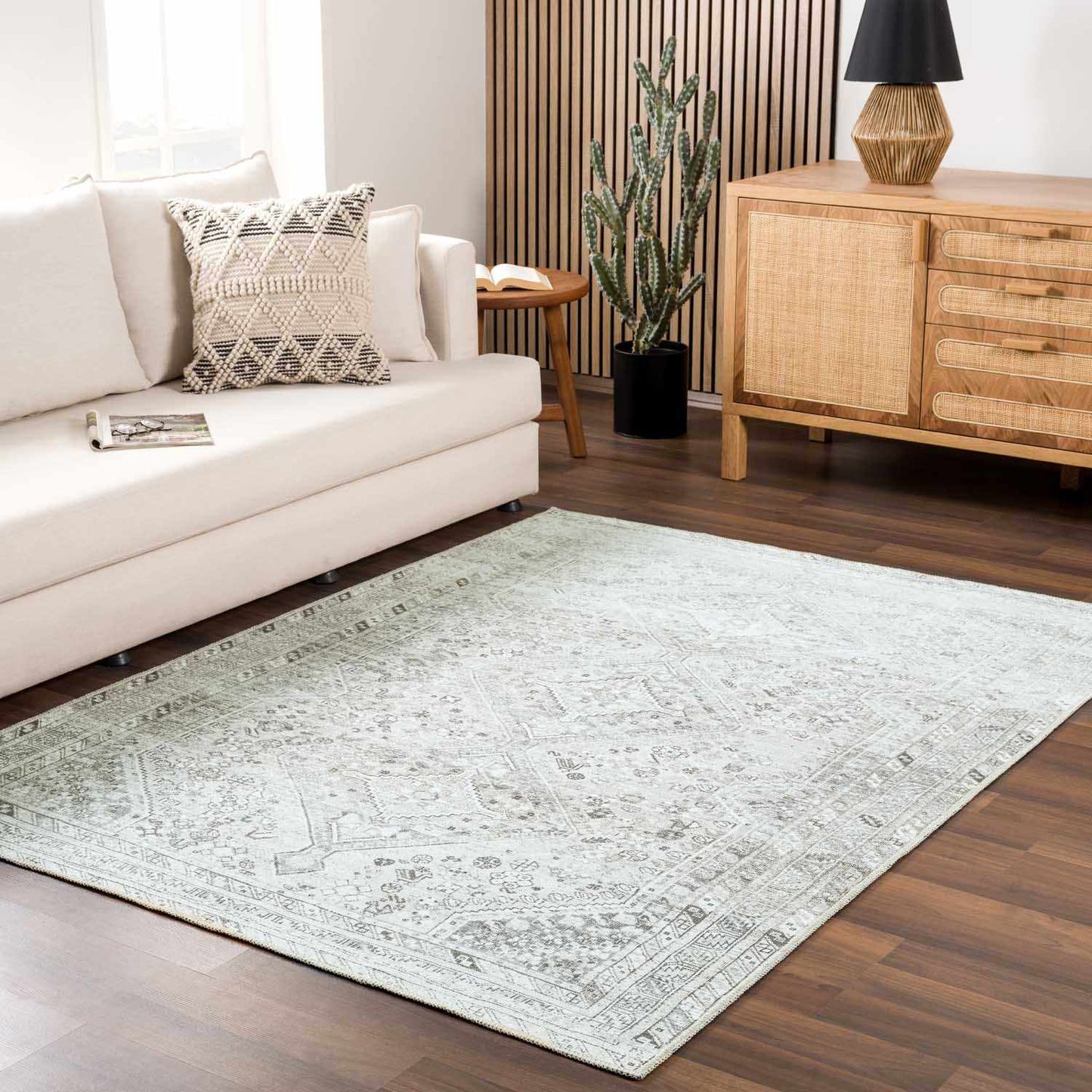 Sage Washable Flat Pile Rug - Cozy Home Decor Accent