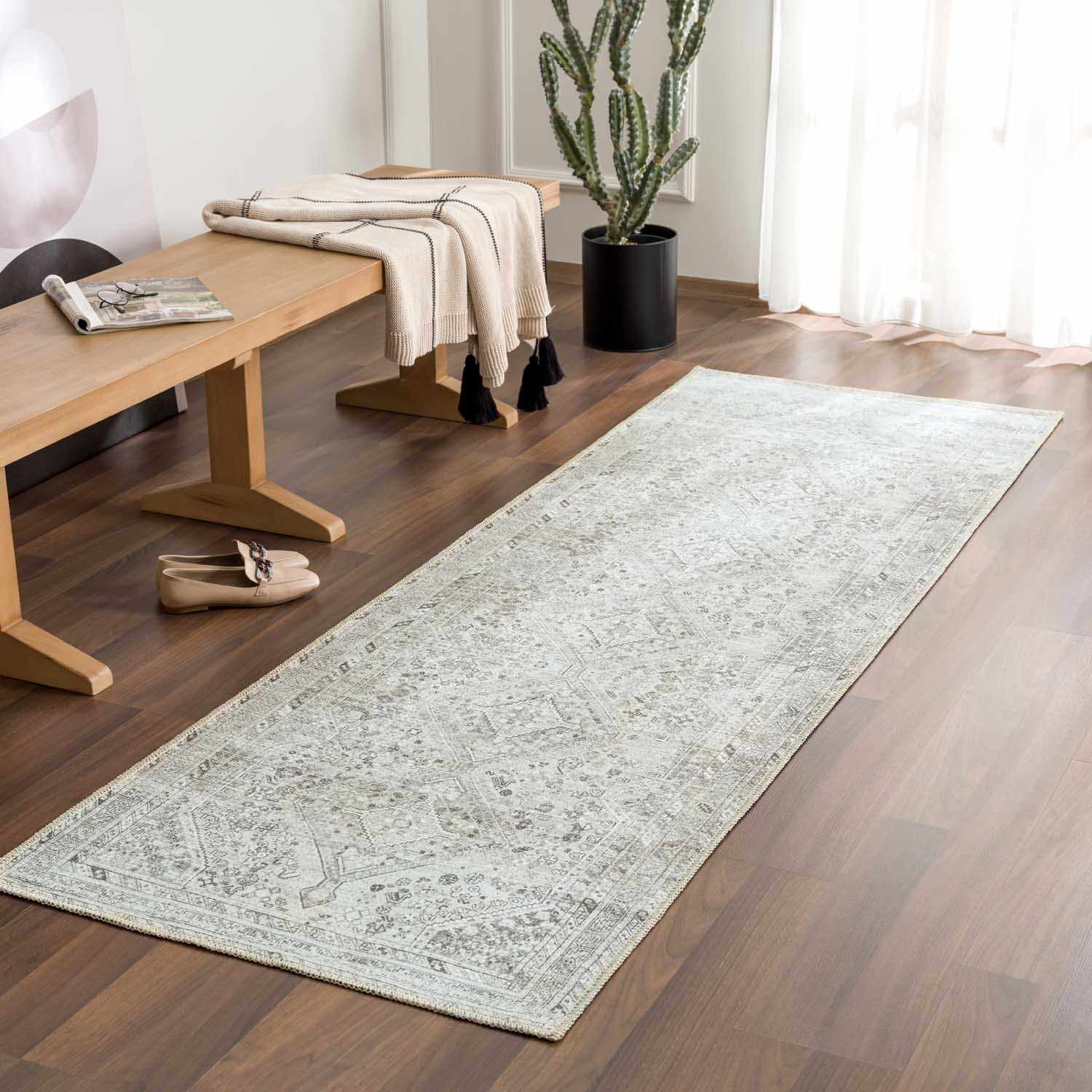 Barny Cream \u0026 Sage Washable Rug - 2'7\, image size:1500x1500