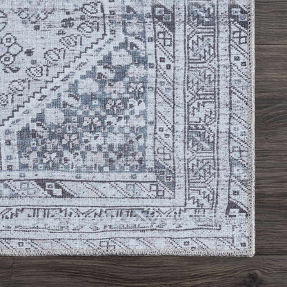 Washable Gray Flat Pile Rug - Soft Durable Area Rug for Home Décor