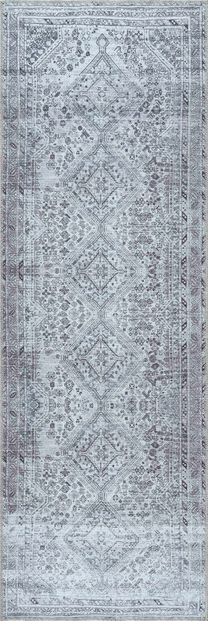 Washable Gray Flat Pile Rug - Soft Durable Area Rug for Home Décor