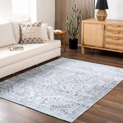 Washable Gray Flat Pile Rug - Soft Durable Area Rug for Home Décor
