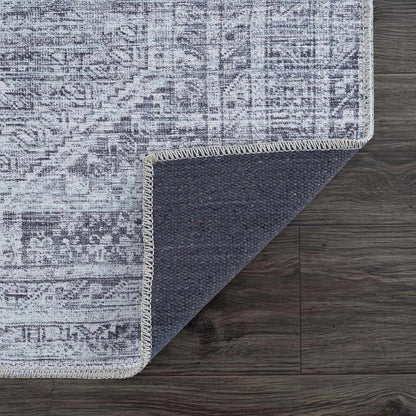 Gray Blue Washable Area Rug - Living Room  Bedroom Decor