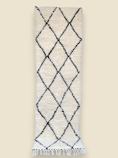 Aicha Moroccan Runner Rug – Black & White Wool