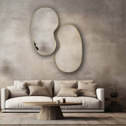 Miroir mural en forme de rein - Miroir en laiton non laqué