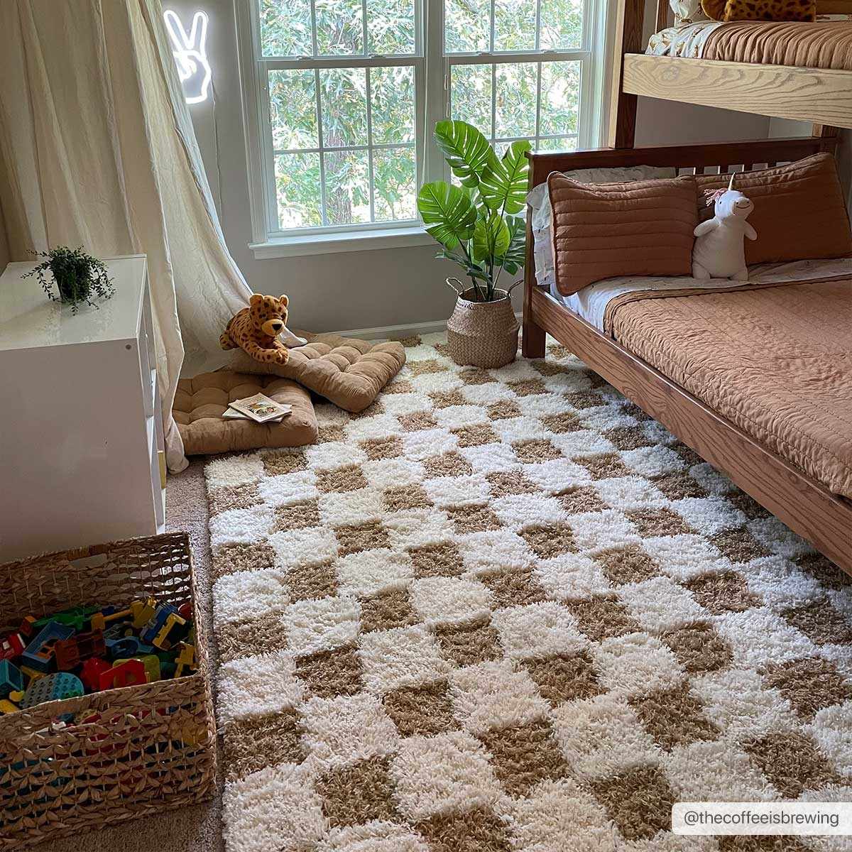 Mustard Checkered Area Rug - Cozy Stylish Home Decor