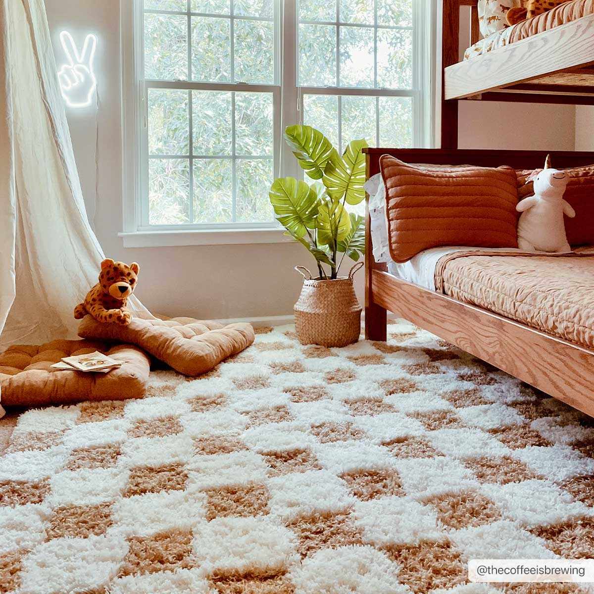 Mustard Checkered Area Rug - Cozy Stylish Home Decor