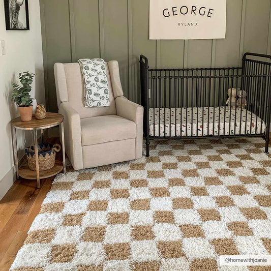Mustard Checkered Area Rug - Cozy Stylish Home Decor