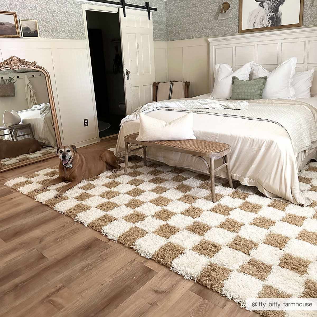 Mustard Checkered Area Rug - Cozy Stylish Home Decor