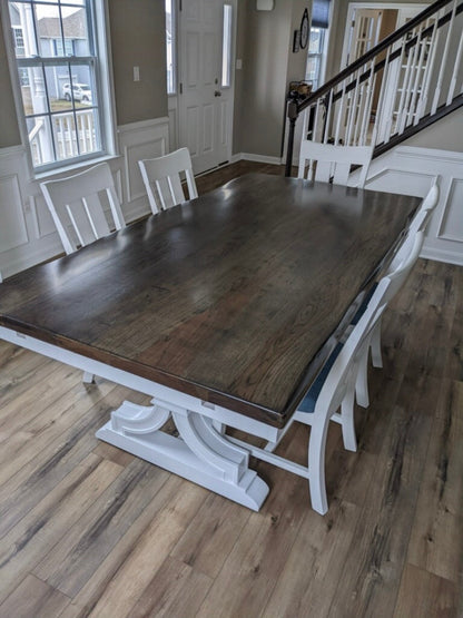 Queen Dining Table Farmhouse Solid Wood Custom Handmade With Finish Options