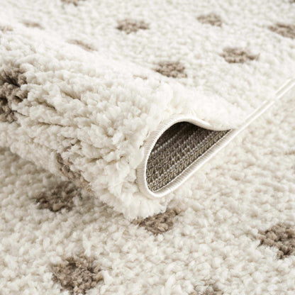 Cream Brown Dotted Plush Area Rug - Cozy Home Decor