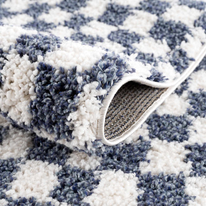 Blue White Checkered Area Rug - Stylish Home Decor Accent