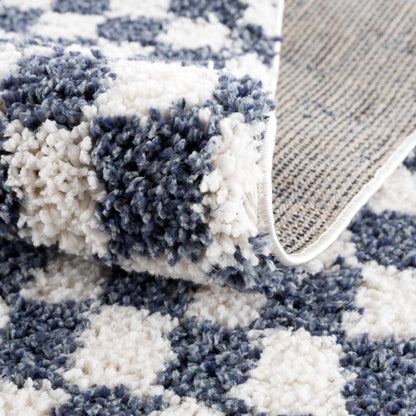 Blue White Checkered Area Rug - Stylish Home Decor Accent