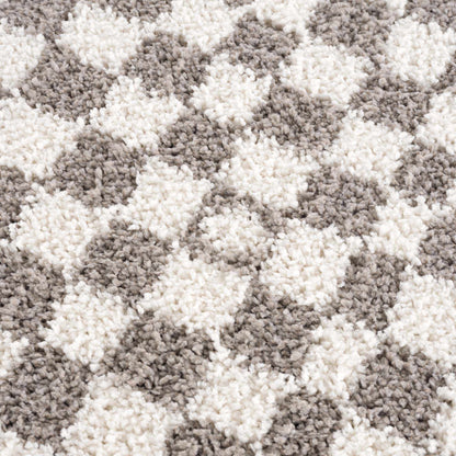 Taupe Checkered Plush Rug - Cozy Home Decor
