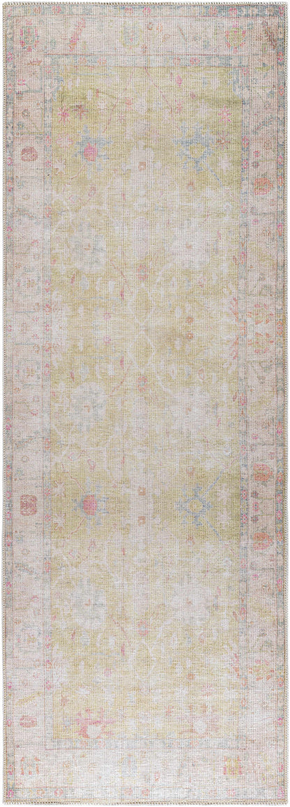 Vintage Washable Flat Pile Area Rug - Elegant Durable Home Decor