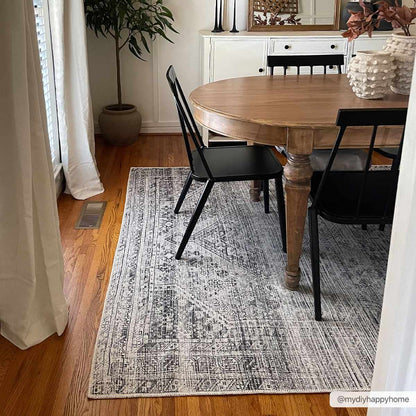 Gray Blue Washable Area Rug - Living Room  Bedroom Decor