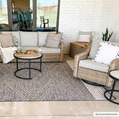 Beige and Charcoal Area Rug - Stylish Modern Home Decor