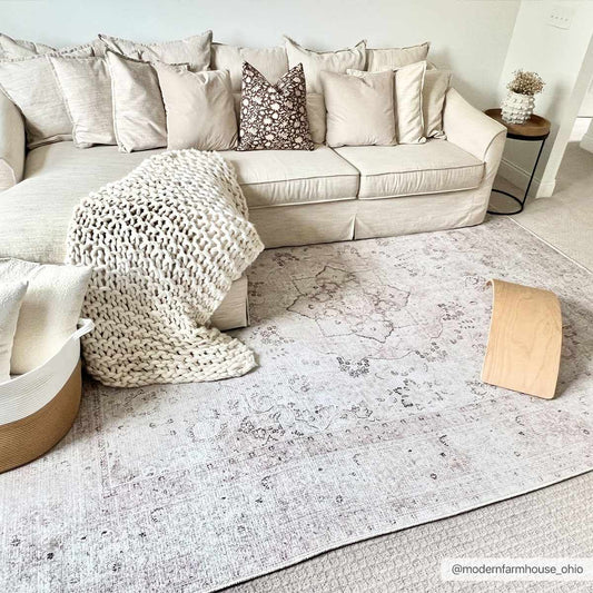 Vintage Washable Flat Pile Rug - Timeless Bethany Design for Home Decor