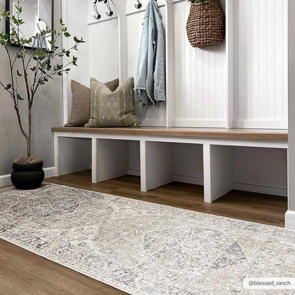 Washable Blue Flat Pile Rug - Stylish Durable Home Decor