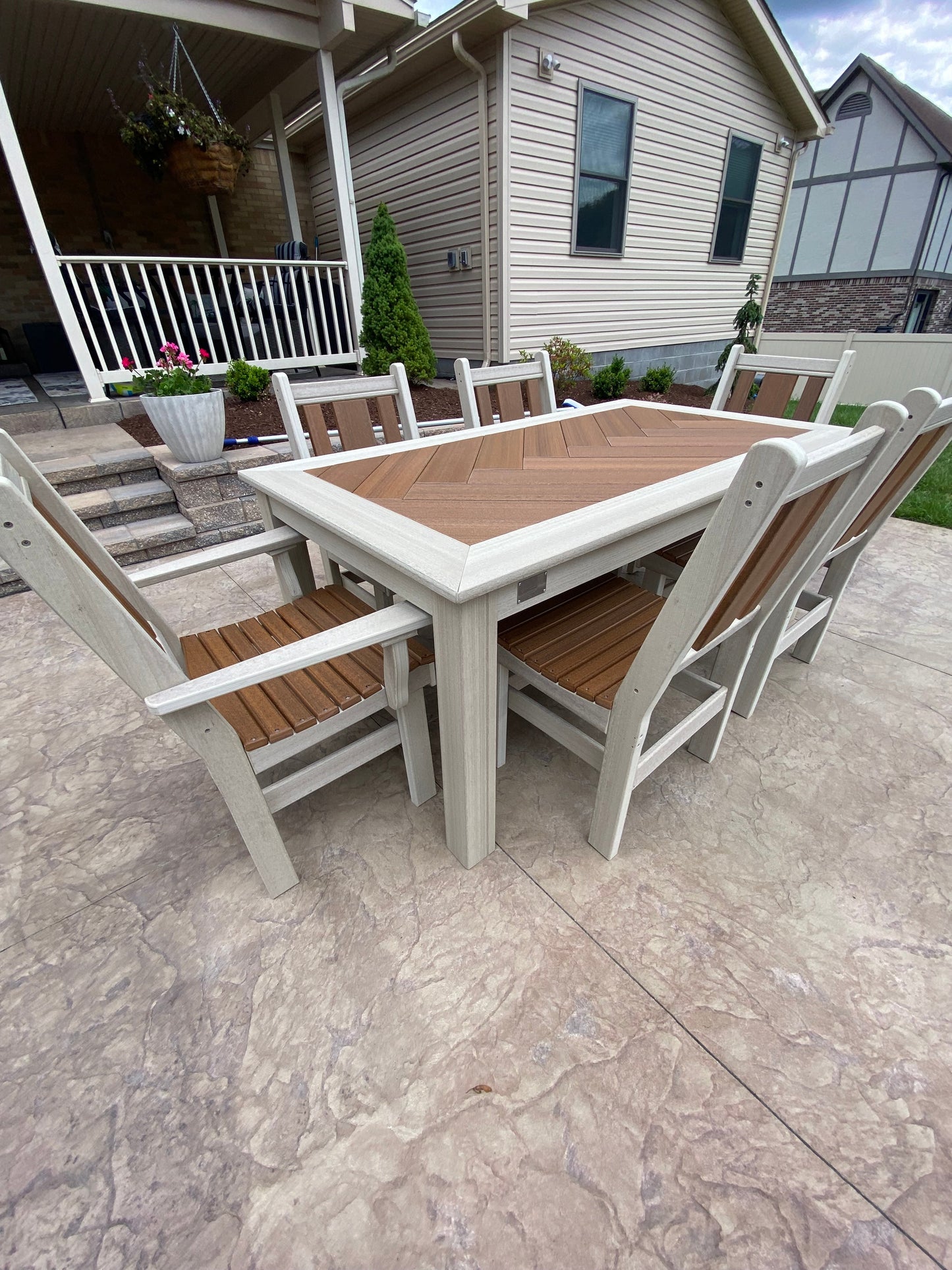 Post Leg Outdoor Dining Table Custom Made For Patio Durability And Weather Resistance