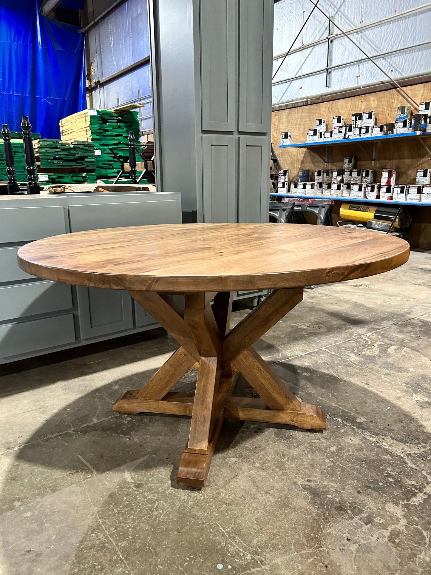 Canyon Style Round Table With Kiln Dried Maple Top And Oak Accents Custom Built Finish Options