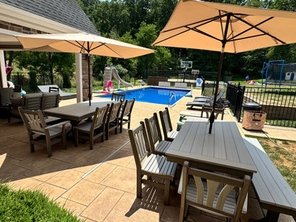 Outdoor Modern Fanback Dining Chair HDPE All Weather Patio Seating