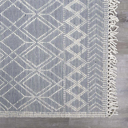 Ramsbury Denim Blue Wool Area Rug - Soft Durable Stylish Home Accent