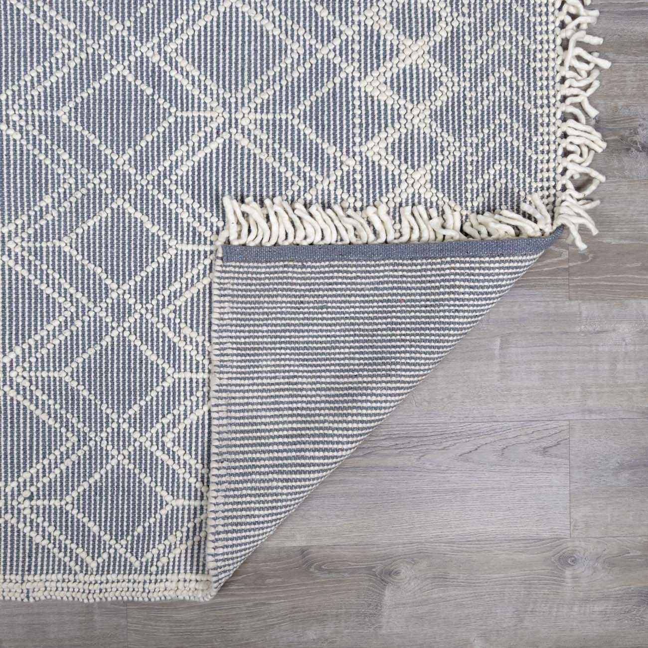 Ramsbury Denim Blue Wool Area Rug - Soft Durable Stylish Home Accent