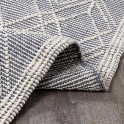 Ramsbury Denim Blue Wool Area Rug - Soft Durable Stylish Home Accent