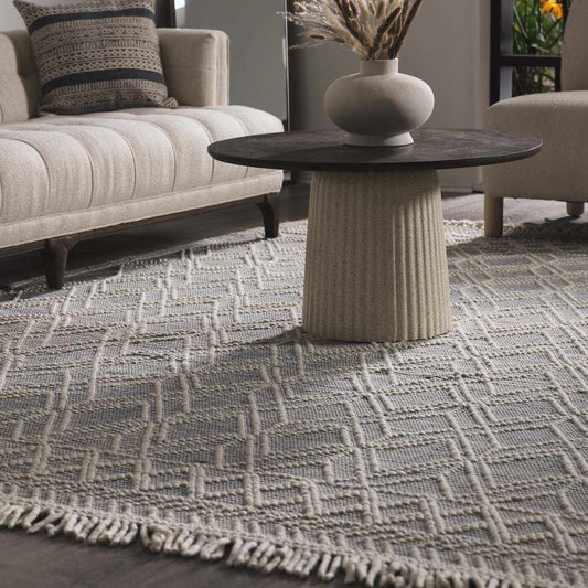 Ramsbury Denim Blue Wool Area Rug - Soft Durable Stylish Home Accent