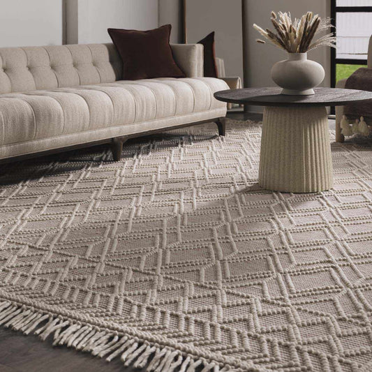 Soft Pink Wool Area Rug - Cozy Stylish Home Décor