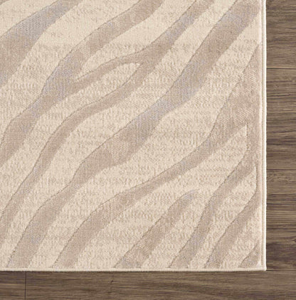 Beige Zebra Print Area Rug - Stylish Modern Manteca Design